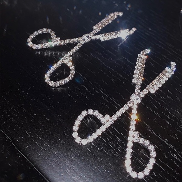 Diamond Scissor Earrings - Picture 1 of 4